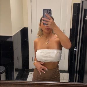 White Mable Size Small Strapless Crop Top